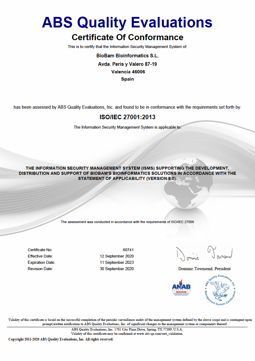 biobam accomplishes iso 27001 certification